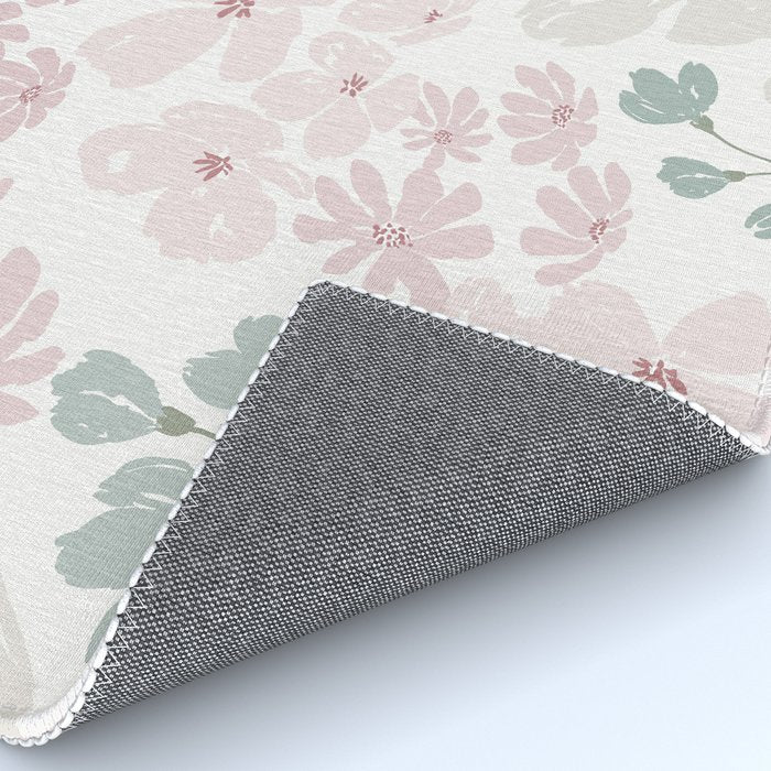 Soft meadow blooms - baby pink, rosy blush and warm beige floral pattern Rug Gallery Image 4