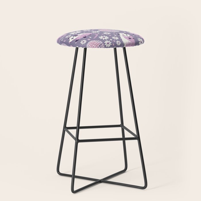 Disco Opossums and Daisies  Retro Pattern Stool Gallery Image 1