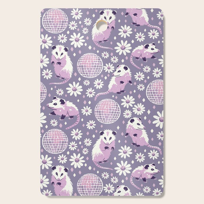 Disco Opossums and Daisies  Retro Pattern Cutting Board Gallery Image 1