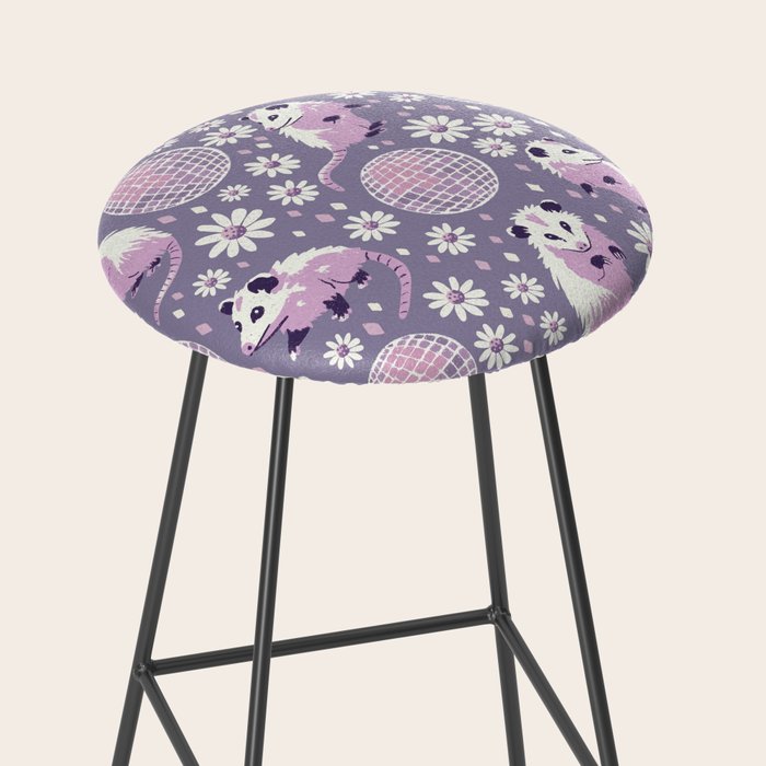 Disco Opossums and Daisies  Retro Pattern Stool Gallery Image 2