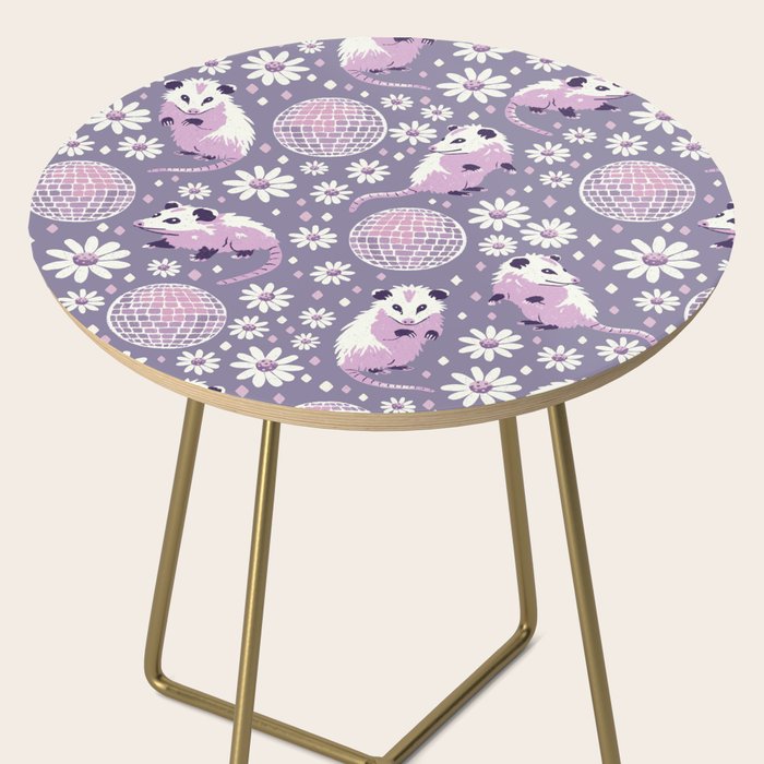 Disco Opossums and Daisies  Retro Pattern Side Table Gallery Image 2