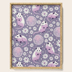 Disco Opossums and Daisies  Retro Pattern Serving Tray Gallery Image 1