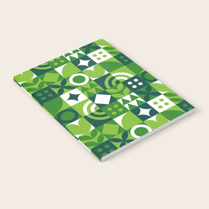 Green eco friendly nature geometric mosaic pattern Notebook Gallery Image 2