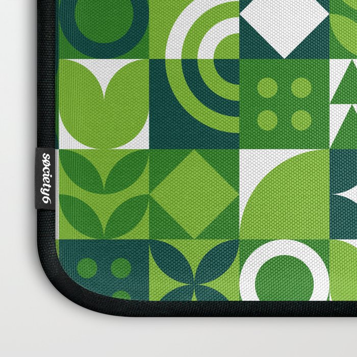 Green eco friendly nature geometric mosaic pattern Laptop Sleeve Gallery Image 3