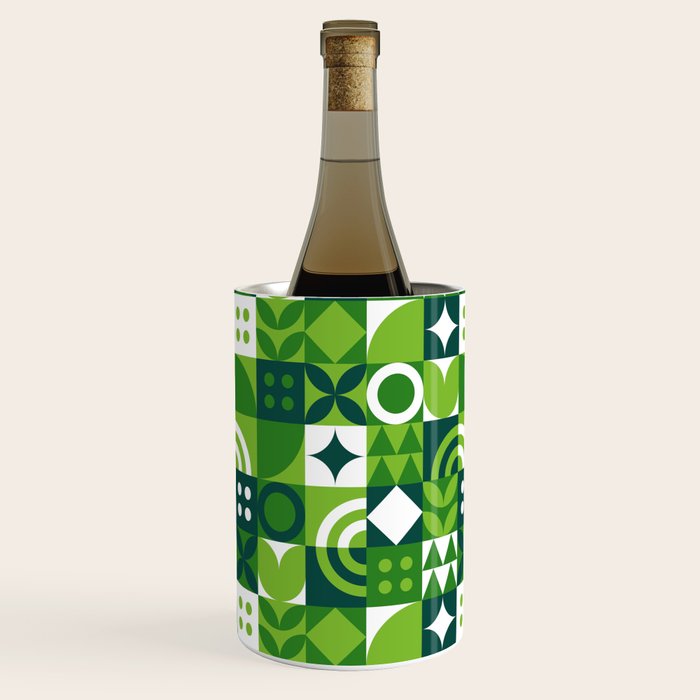Green eco friendly nature geometric mosaic pattern Wine Chiller Gallery Image 2