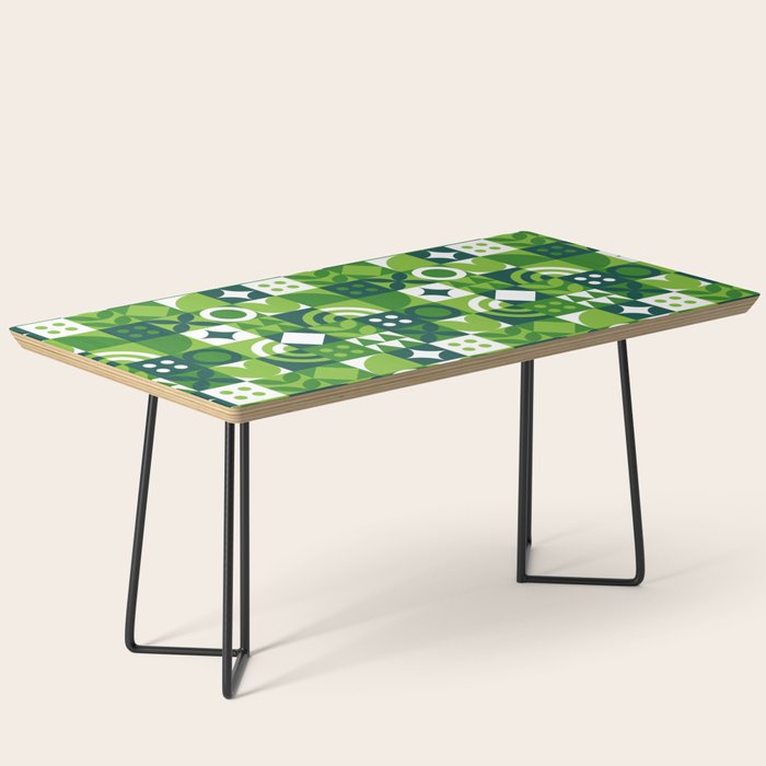 Green eco friendly nature geometric mosaic pattern Coffee Table Gallery Image 1