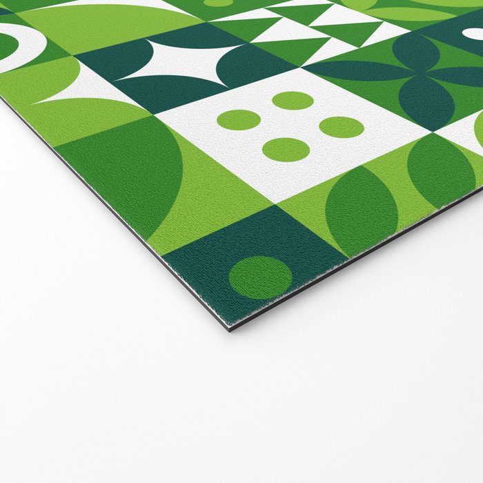 Green eco friendly nature geometric mosaic pattern Welcome Mat Gallery Image 2