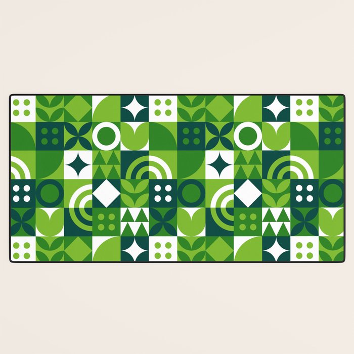 Green eco friendly nature geometric mosaic pattern Desk Mat Gallery Image 3