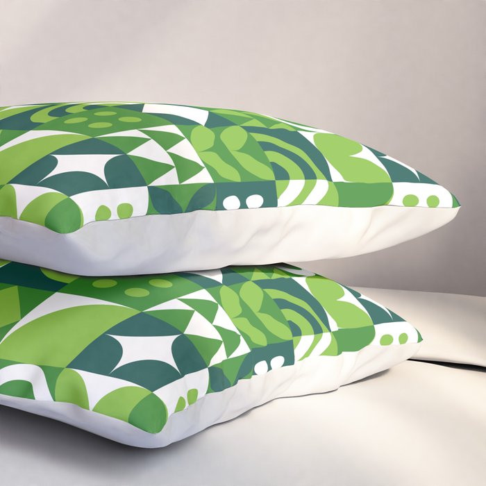 Green eco friendly nature geometric mosaic pattern Pillow Sham Gallery Image 3