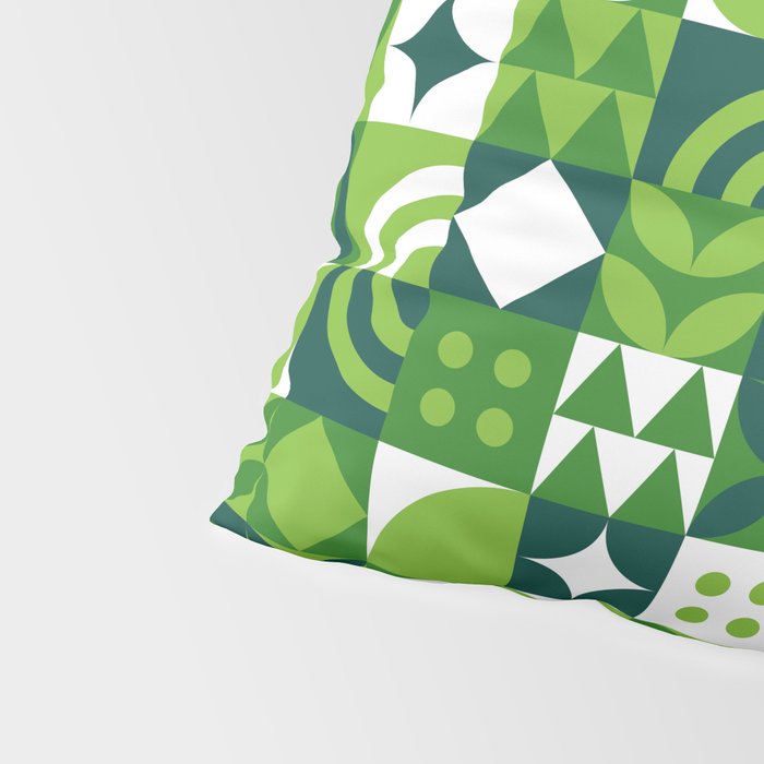 Green eco friendly nature geometric mosaic pattern Pillow Sham Gallery Image 4