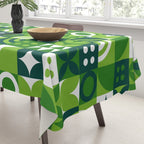 Green eco friendly nature geometric mosaic pattern Tablecloth Gallery Image 3