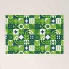 Green eco friendly nature geometric mosaic pattern Welcome Mat Gallery Image 1