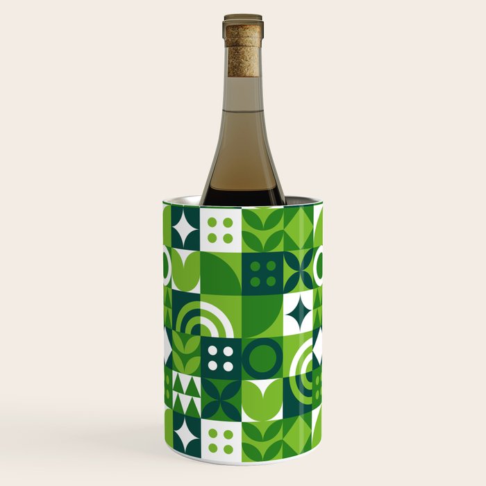 Green eco friendly nature geometric mosaic pattern Wine Chiller Gallery Image 1