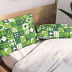 Green eco friendly nature geometric mosaic pattern Pillow Sham Gallery Image 2
