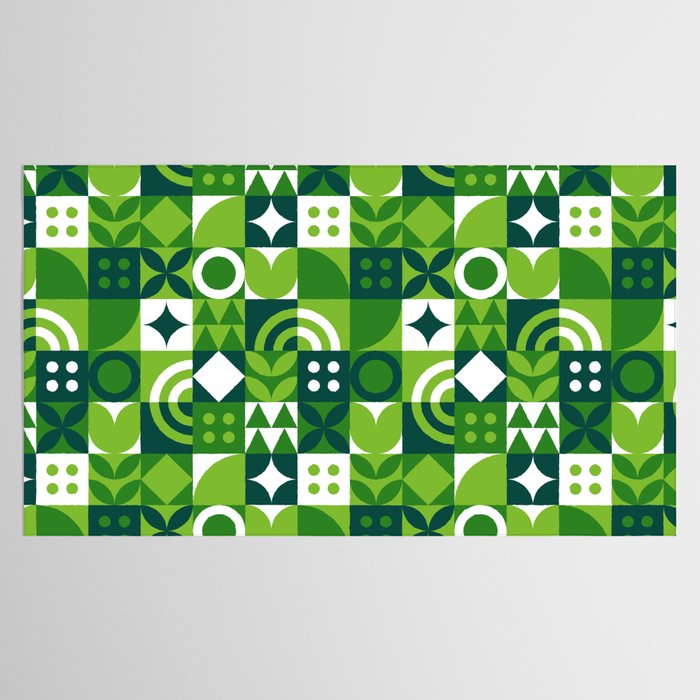 Green eco friendly nature geometric mosaic pattern Tablecloth Gallery Image 2