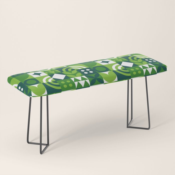 Green eco friendly nature geometric mosaic pattern Bench Gallery Image 1