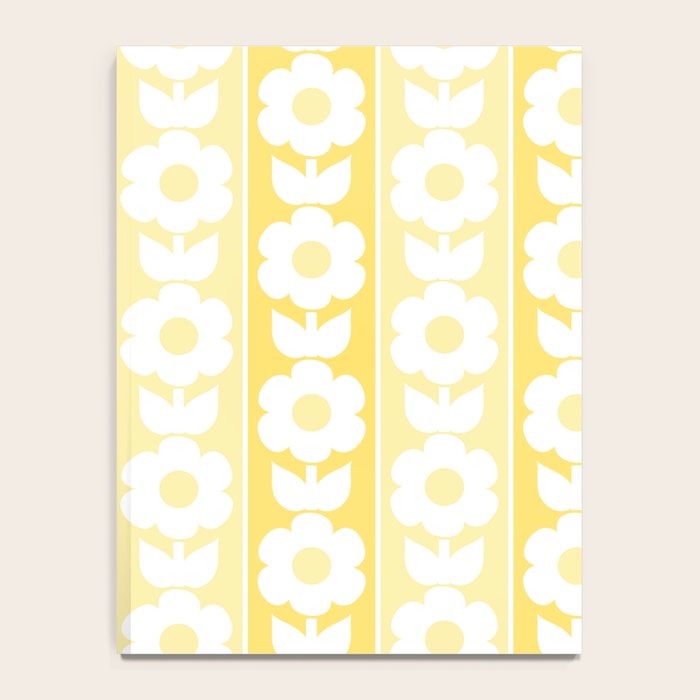 Vintage Floral Jonnty Flowers and Stripes Butter Yellow and White Cottage Stripes Notebook Gallery Image 4