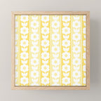 Vintage Floral Jonnty Flowers and Stripes Butter Yellow and White Cottage Stripes Mini Art Print Gallery Image 1