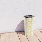 Vintage Floral Jonnty Flowers and Stripes Butter Yellow and White Cottage Stripes Travel Mug Gallery Image 4