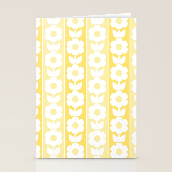 Vintage Floral Jonnty Flowers and Stripes Butter Yellow and White Cottage Stripes Stationery Card Gallery Image 2