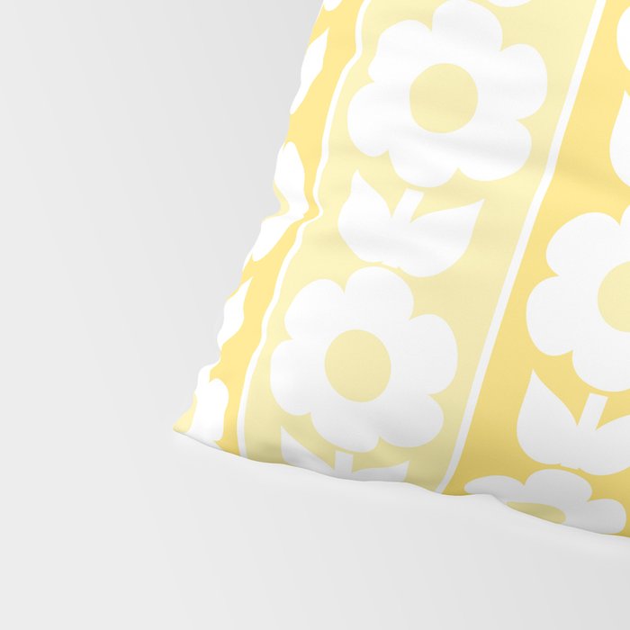Vintage Floral Jonnty Flowers and Stripes Butter Yellow and White Cottage Stripes Pillow Sham Gallery Image 4