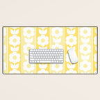 Vintage Floral Jonnty Flowers and Stripes Butter Yellow and White Cottage Stripes Desk Mat Gallery Image 1