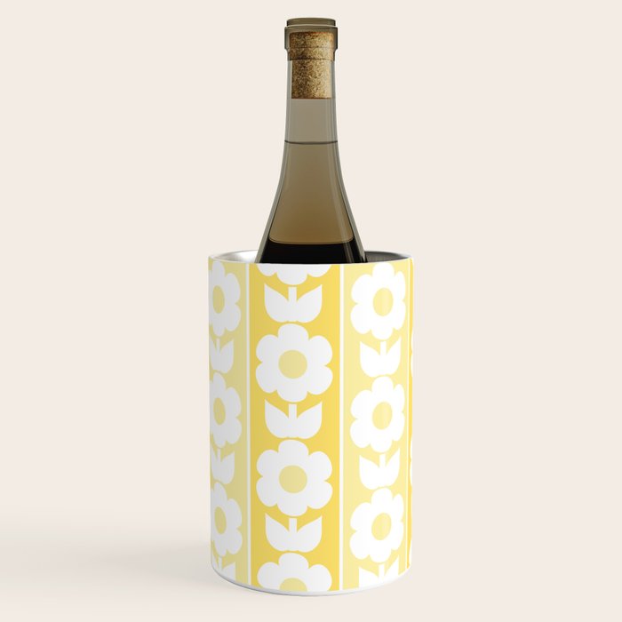 Vintage Floral Jonnty Flowers and Stripes Butter Yellow and White Cottage Stripes Wine Chiller Gallery Image 3