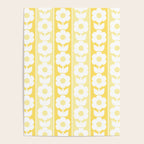 Vintage Floral Jonnty Flowers and Stripes Butter Yellow and White Cottage Stripes Poster Gallery Image 4