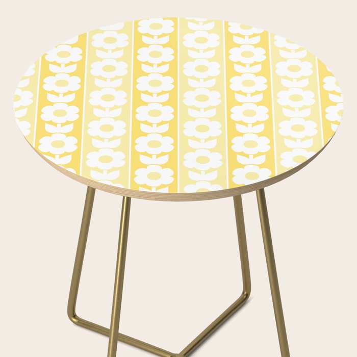 Vintage Floral Jonnty Flowers and Stripes Butter Yellow and White Cottage Stripes Side Table Gallery Image 2