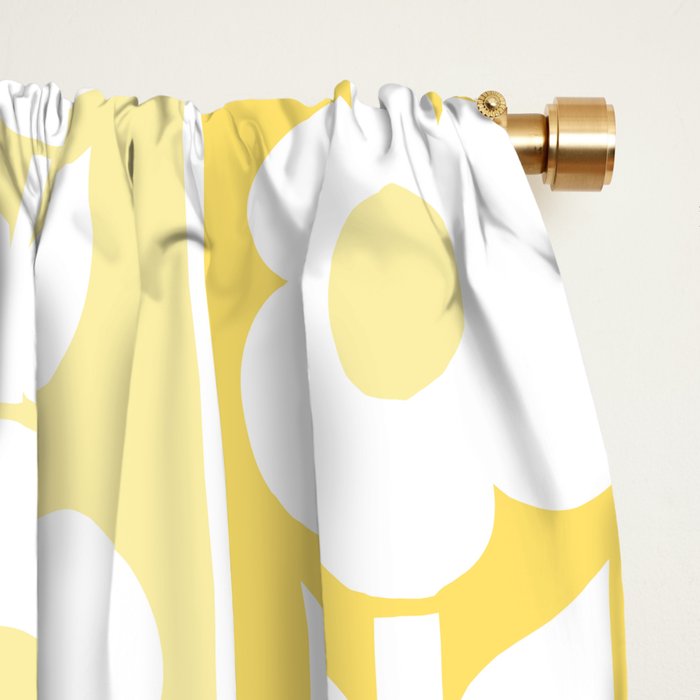 Vintage Floral Jonnty Flowers and Stripes Butter Yellow and White Cottage Stripes Window Curtain Gallery Image 2