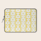 Vintage Floral Jonnty Flowers and Stripes Butter Yellow and White Cottage Stripes Laptop Sleeve Gallery Image 1