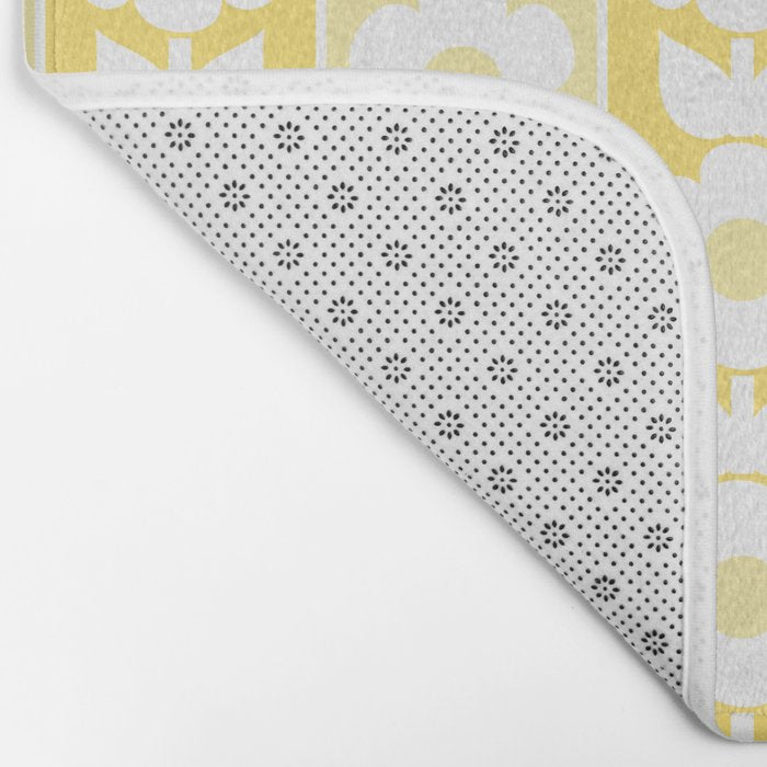 Vintage Floral Jonnty Flowers and Stripes Butter Yellow and White Cottage Stripes Bath Mat Gallery Image 2