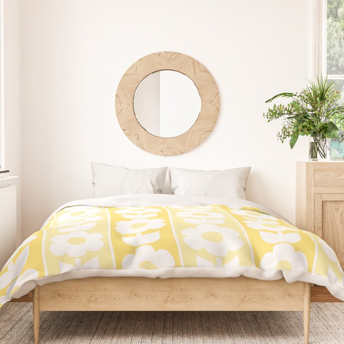 Vintage Floral Jonnty Flowers and Stripes Butter Yellow and White Cottage Stripes Duvet Cover Gallery Image 3