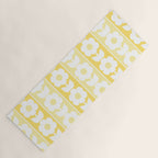 Vintage Floral Jonnty Flowers and Stripes Butter Yellow and White Cottage Stripes Yoga Mat Gallery Image 1