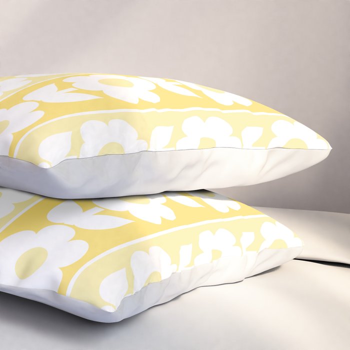 Vintage Floral Jonnty Flowers and Stripes Butter Yellow and White Cottage Stripes Pillow Sham Gallery Image 3