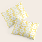 Vintage Floral Jonnty Flowers and Stripes Butter Yellow and White Cottage Stripes Pillow Sham Gallery Image 3