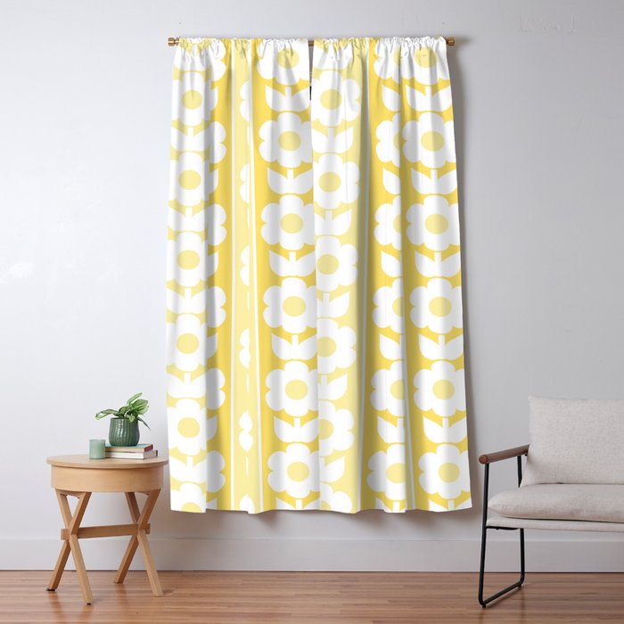Vintage Floral Jonnty Flowers and Stripes Butter Yellow and White Cottage Stripes Window Curtain Gallery Image 5