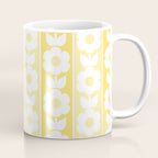 Vintage Floral Jonnty Flowers and Stripes Butter Yellow and White Cottage Stripes Coffee Mug Gallery Image 1