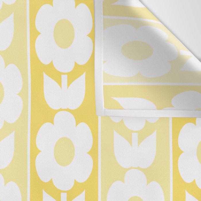 Vintage Floral Jonnty Flowers and Stripes Butter Yellow and White Cottage Stripes Wall Tapestry Gallery Image 3