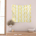Vintage Floral Jonnty Flowers and Stripes Butter Yellow and White Cottage Stripes Wall Tapestry Gallery Image 2