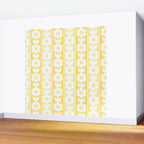 Vintage Floral Jonnty Flowers and Stripes Butter Yellow and White Cottage Stripes Wall Mural Gallery Image 2