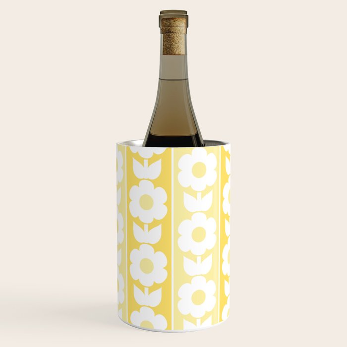 Vintage Floral Jonnty Flowers and Stripes Butter Yellow and White Cottage Stripes Wine Chiller Gallery Image 1