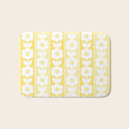 Vintage Floral Jonnty Flowers and Stripes Butter Yellow and White Cottage Stripes Bath Mat Gallery Image 1