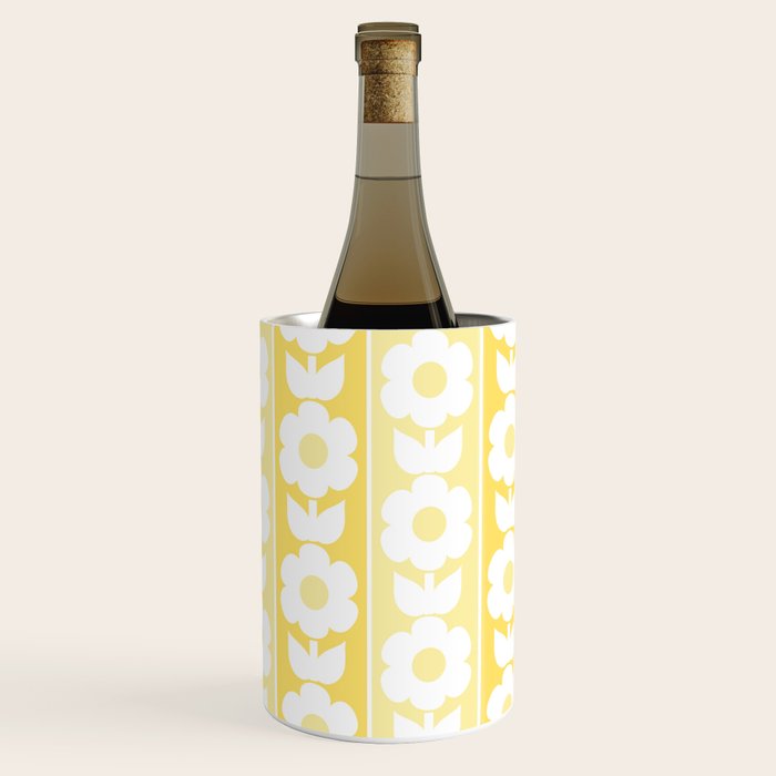 Vintage Floral Jonnty Flowers and Stripes Butter Yellow and White Cottage Stripes Wine Chiller Gallery Image 2