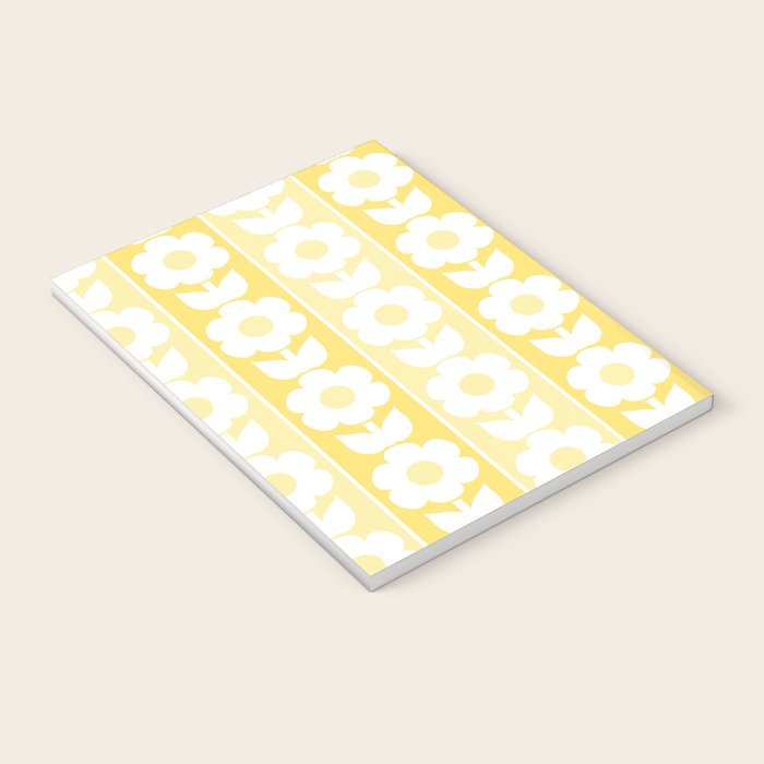 Vintage Floral Jonnty Flowers and Stripes Butter Yellow and White Cottage Stripes Notebook Gallery Image 3