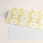 Vintage Floral Jonnty Flowers and Stripes Butter Yellow and White Cottage Stripes Wrapping Paper Gallery Image 2