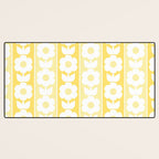 Vintage Floral Jonnty Flowers and Stripes Butter Yellow and White Cottage Stripes Desk Mat Gallery Image 3