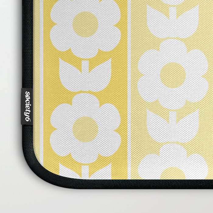 Vintage Floral Jonnty Flowers and Stripes Butter Yellow and White Cottage Stripes Laptop Sleeve Gallery Image 3