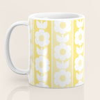 Vintage Floral Jonnty Flowers and Stripes Butter Yellow and White Cottage Stripes Coffee Mug Gallery Image 3