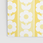Vintage Floral Jonnty Flowers and Stripes Butter Yellow and White Cottage Stripes Poster Gallery Image 3